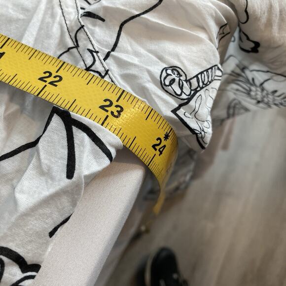 Chico's Women's White Black Art To Wear Floral Button Up Blouse Size 3 XL Boho - Picture 4 of 12